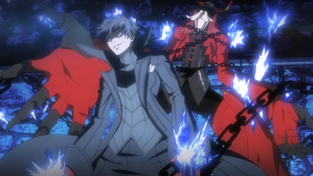 Joker with his Persona, Arsene, behind him.